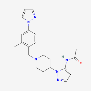 molecular formula C21H26N6O B5111596 N-[2-[1-[(2-methyl-4-pyrazol-1-ylphenyl)methyl]piperidin-4-yl]pyrazol-3-yl]acetamide 