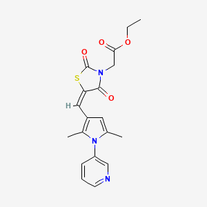 molecular formula C19H19N3O4S B5111654 ethyl [(5E)-5-{[2,5-dimethyl-1-(pyridin-3-yl)-1H-pyrrol-3-yl]methylidene}-2,4-dioxo-1,3-thiazolidin-3-yl]acetate 