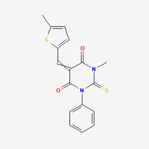 molecular formula C17H14N2O2S2 B5111708 1-Methyl-5-[(5-methylthiophen-2-yl)methylidene]-3-phenyl-2-sulfanylidene-1,3-diazinane-4,6-dione 