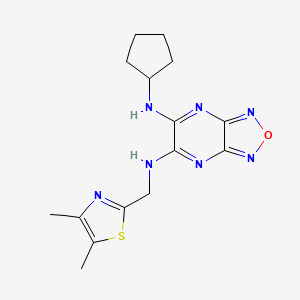 molecular formula C15H19N7OS B5111789 5-N-cyclopentyl-6-N-[(4,5-dimethyl-1,3-thiazol-2-yl)methyl]-[1,2,5]oxadiazolo[3,4-b]pyrazine-5,6-diamine 