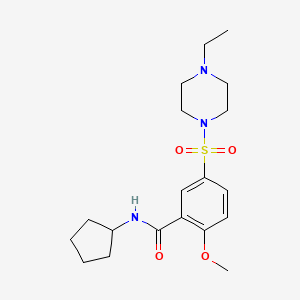molecular formula C19H29N3O4S B5112650 N-cyclopentyl-5-(4-ethylpiperazin-1-yl)sulfonyl-2-methoxybenzamide 