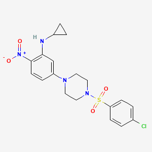molecular formula C19H21ClN4O4S B5112793 N-(5-{4-[(4-CHLOROPHENYL)SULFONYL]PIPERAZINO}-2-NITROPHENYL)-N-CYCLOPROPYLAMINE 
