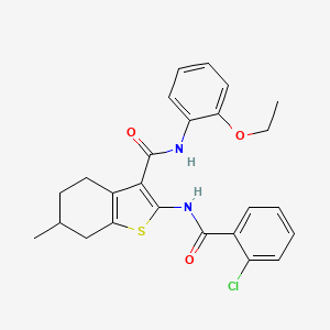 molecular formula C25H25ClN2O3S B5113033 2-{[(2-chlorophenyl)carbonyl]amino}-N-(2-ethoxyphenyl)-6-methyl-4,5,6,7-tetrahydro-1-benzothiophene-3-carboxamide 