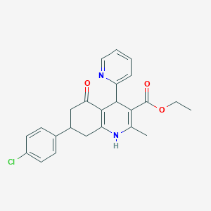 molecular formula C24H23ClN2O3 B5113137 Ethyl 7-(4-chlorophenyl)-2-methyl-5-oxo-4-(pyridin-2-yl)-1,4,5,6,7,8-hexahydroquinoline-3-carboxylate 