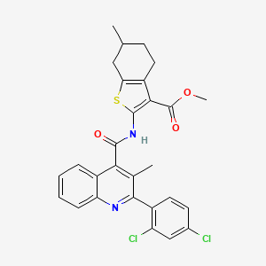 molecular formula C28H24Cl2N2O3S B5113227 Methyl 2-({[2-(2,4-dichlorophenyl)-3-methylquinolin-4-yl]carbonyl}amino)-6-methyl-4,5,6,7-tetrahydro-1-benzothiophene-3-carboxylate 