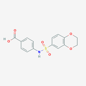 molecular formula C15H13NO6S B511336 4-(2,3-二氢-1,4-苯并二氧杂环-6-磺酰胺基)苯甲酸 CAS No. 380195-36-8