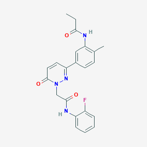 molecular formula C22H21FN4O3 B5113458 N-[5-(1-{2-[(2-fluorophenyl)amino]-2-oxoethyl}-6-oxo-1,6-dihydropyridazin-3-yl)-2-methylphenyl]propanamide 