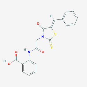 molecular formula C19H14N2O4S2 B511351 (Z)-2-(2-(5-benzylidene-4-oxo-2-thioxothiazolidin-3-yl)acetamido)benzoic acid CAS No. 300378-01-2