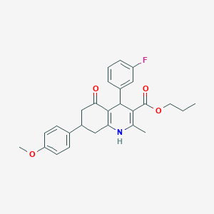 molecular formula C27H28FNO4 B5113519 propyl 4-(3-fluorophenyl)-7-(4-methoxyphenyl)-2-methyl-5-oxo-1,4,5,6,7,8-hexahydroquinoline-3-carboxylate 