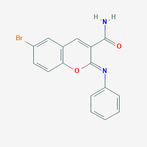 molecular formula C16H11BrN2O2 B511374 6-bromo-2-(phenylimino)-2H-chromene-3-carboxamide CAS No. 161554-61-6