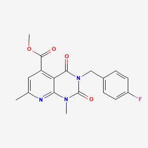molecular formula C18H16FN3O4 B5113805 METHYL 3-[(4-FLUOROPHENYL)METHYL]-1,7-DIMETHYL-2,4-DIOXO-1H,2H,3H,4H-PYRIDO[2,3-D]PYRIMIDINE-5-CARBOXYLATE 