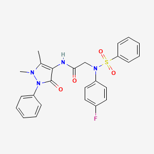 molecular formula C25H23FN4O4S B5114084 N-(1,5-DIMETHYL-3-OXO-2-PHENYL-2,3-DIHYDRO-1H-PYRAZOL-4-YL)-2-[N-(4-FLUOROPHENYL)BENZENESULFONAMIDO]ACETAMIDE 