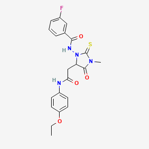 molecular formula C21H21FN4O4S B5114682 N-[5-[2-(4-ethoxyanilino)-2-oxoethyl]-3-methyl-4-oxo-2-sulfanylideneimidazolidin-1-yl]-3-fluorobenzamide 