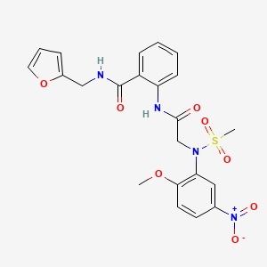 molecular formula C22H22N4O8S B5114851 N-(FURAN-2-YLMETHYL)-2-{2-[N-(2-METHOXY-5-NITROPHENYL)METHANESULFONAMIDO]ACETAMIDO}BENZAMIDE 
