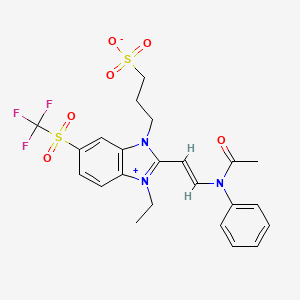 molecular formula C23H24F3N3O6S2 B5115037 3-[2-[(E)-2-(N-acetylanilino)ethenyl]-3-ethyl-6-(trifluoromethylsulfonyl)benzimidazol-3-ium-1-yl]propane-1-sulfonate 
