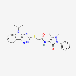 molecular formula C25H25N7O2S B5115072 N-(1,5-dimethyl-3-oxo-2-phenyl-2,3-dihydro-1H-pyrazol-4-yl)-2-{[5-(propan-2-yl)-5H-[1,2,4]triazino[5,6-b]indol-3-yl]sulfanyl}acetamide 