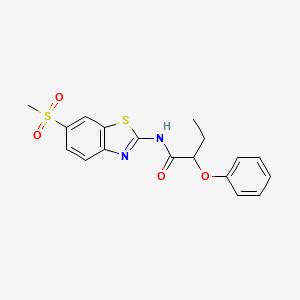 molecular formula C18H18N2O4S2 B5115596 N-[6-(methylsulfonyl)-1,3-benzothiazol-2-yl]-2-phenoxybutanamide 