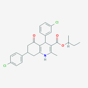 molecular formula C27H27Cl2NO3 B5116059 Butan-2-yl 4-(3-chlorophenyl)-7-(4-chlorophenyl)-2-methyl-5-oxo-1,4,5,6,7,8-hexahydroquinoline-3-carboxylate 
