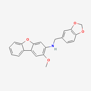 molecular formula C21H17NO4 B5116183 N-(1,3-BENZODIOXOL-5-YLMETHYL)-N-(2-METHOXYDIBENZO[B,D]FURAN-3-YL)AMINE 