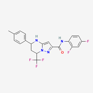 molecular formula C21H17F5N4O B5116215 N-(2,4-DIFLUOROPHENYL)-5-(4-METHYLPHENYL)-7-(TRIFLUOROMETHYL)-4H,5H,6H,7H-PYRAZOLO[1,5-A]PYRIMIDINE-2-CARBOXAMIDE 