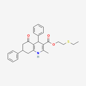 molecular formula C27H29NO3S B5116399 2-(Ethylsulfanyl)ethyl 2-methyl-5-oxo-4,7-diphenyl-1,4,5,6,7,8-hexahydroquinoline-3-carboxylate 