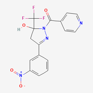 molecular formula C16H11F3N4O4 B5116432 3-(3-Nitrophenyl)-1-(pyridine-4-carbonyl)-5-(trifluoromethyl)-4,5-dihydro-1H-pyrazol-5-OL 