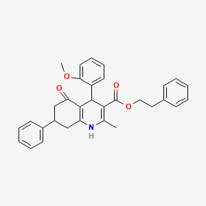 molecular formula C32H31NO4 B5116557 2-Phenylethyl 4-(2-methoxyphenyl)-2-methyl-5-oxo-7-phenyl-1,4,5,6,7,8-hexahydroquinoline-3-carboxylate 