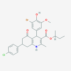 molecular formula C28H29BrClNO5 B5116664 Butan-2-yl 4-(3-bromo-4-hydroxy-5-methoxyphenyl)-7-(4-chlorophenyl)-2-methyl-5-oxo-1,4,5,6,7,8-hexahydroquinoline-3-carboxylate 