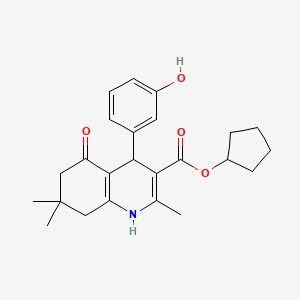 molecular formula C24H29NO4 B5116709 Cyclopentyl 4-(3-hydroxyphenyl)-2,7,7-trimethyl-5-oxo-1,4,5,6,7,8-hexahydroquinoline-3-carboxylate 