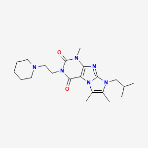 molecular formula C21H32N6O2 B5116740 1,6,7-trimethyl-8-(2-methylpropyl)-3-[2-(piperidin-1-yl)ethyl]-1H,2H,3H,4H,8H-imidazo[1,2-g]purine-2,4-dione 