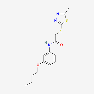 molecular formula C15H19N3O2S2 B5116781 N-(3-butoxyphenyl)-2-[(5-methyl-1,3,4-thiadiazol-2-yl)sulfanyl]acetamide 