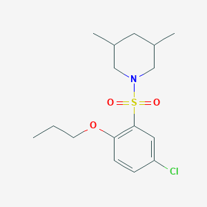 molecular formula C16H24ClNO3S B511687 1-[(5-Chloro-2-propoxyphenyl)sulfonyl]-3,5-dimethylpiperidine CAS No. 1043689-78-6