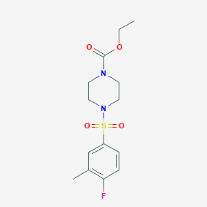 molecular formula C14H19FN2O4S B511709 Ethyl 4-[(4-fluoro-3-methylphenyl)sulfonyl]piperazinecarboxylate CAS No. 914234-59-6