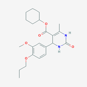 molecular formula C22H30N2O5 B5117164 Cyclohexyl 4-(3-methoxy-4-propoxyphenyl)-6-methyl-2-oxo-1,2,3,4-tetrahydropyrimidine-5-carboxylate 
