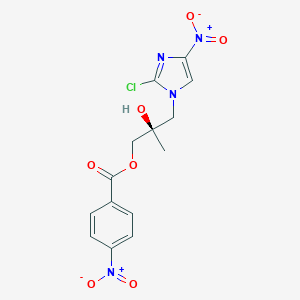 molecular formula C14H13ClN4O7 B051172 (R)-3-(2-Chloro-4-nitro-1H-imidazol-1-yl)-2-hydroxy-2-methylpropyl 4-Nitrobenzoate CAS No. 681490-95-9