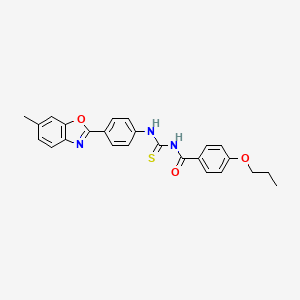 molecular formula C25H23N3O3S B5117490 N-{[4-(6-methyl-1,3-benzoxazol-2-yl)phenyl]carbamothioyl}-4-propoxybenzamide 