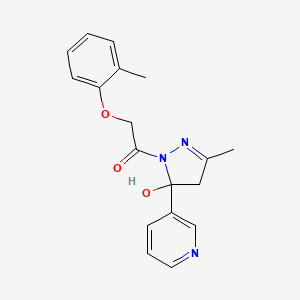 molecular formula C18H19N3O3 B5117733 1-[5-HYDROXY-3-METHYL-5-(PYRIDIN-3-YL)-4,5-DIHYDRO-1H-PYRAZOL-1-YL]-2-(2-METHYLPHENOXY)ETHAN-1-ONE 