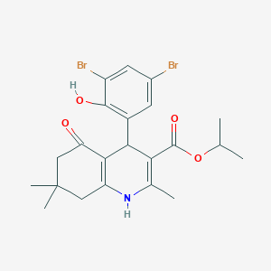 molecular formula C22H25Br2NO4 B5117771 Propan-2-yl 4-(3,5-dibromo-2-hydroxyphenyl)-2,7,7-trimethyl-5-oxo-1,4,6,8-tetrahydroquinoline-3-carboxylate 
