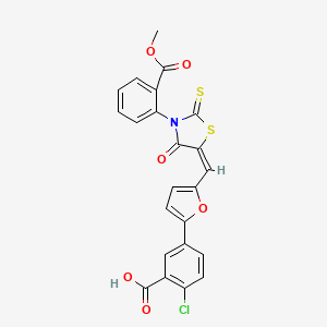 2-chloro-5-[5-({3-[2-(methoxycarbonyl)phenyl]-4-oxo-2-thioxo-1,3-thiazolidin-5-ylidene}methyl)-2-furyl]benzoic acid