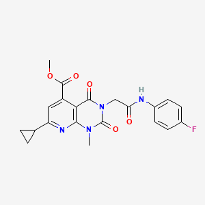 molecular formula C21H19FN4O5 B5118318 METHYL 7-CYCLOPROPYL-3-{[(4-FLUOROPHENYL)CARBAMOYL]METHYL}-1-METHYL-2,4-DIOXO-1H,2H,3H,4H-PYRIDO[2,3-D]PYRIMIDINE-5-CARBOXYLATE 