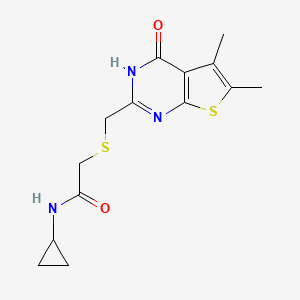molecular formula C14H17N3O2S2 B5118587 N-cyclopropyl-2-{[(4-hydroxy-5,6-dimethylthieno[2,3-d]pyrimidin-2-yl)methyl]sulfanyl}acetamide 
