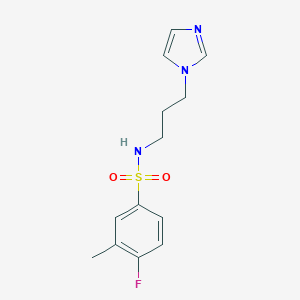 molecular formula C13H16FN3O2S B511863 4-fluoro-N-[3-(1H-imidazol-1-yl)propyl]-3-methylbenzenesulfonamide CAS No. 914619-04-8
