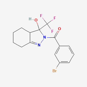molecular formula C15H14BrF3N2O2 B5118766 (3-bromophenyl)[3-hydroxy-3-(trifluoromethyl)-3,3a,4,5,6,7-hexahydro-2H-indazol-2-yl]methanone 