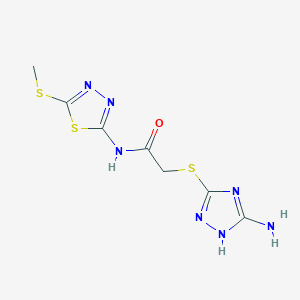 molecular formula C7H9N7OS3 B511915 2-[(5-amino-4H-1,2,4-triazol-3-yl)sulfanyl]-N-[5-(methylsulfanyl)-1,3,4-thiadiazol-2-yl]acetamide CAS No. 948097-62-9