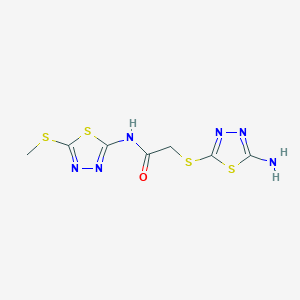 molecular formula C7H8N6OS4 B511916 2-[(5-amino-1,3,4-thiadiazol-2-yl)sulfanyl]-N-[5-(methylsulfanyl)-1,3,4-thiadiazol-2-yl]acetamide CAS No. 919441-49-9