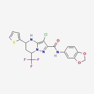 molecular formula C19H14ClF3N4O3S B5119160 N-(2H-1,3-Benzodioxol-5-yl)-3-chloro-5-(thiophen-2-yl)-7-(trifluoromethyl)-1,5,6,7-tetrahydropyrazolo[1,5-a]pyrimidine-2-carboxamide CAS No. 6066-93-9