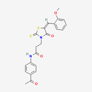 molecular formula C22H20N2O4S2 B5119174 N-(4-acetylphenyl)-3-[(5E)-5-[(2-methoxyphenyl)methylidene]-4-oxo-2-sulfanylidene-1,3-thiazolidin-3-yl]propanamide 