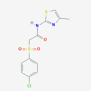 molecular formula C12H11ClN2O3S2 B511923 2-[(4-chlorophenyl)sulfonyl]-N-(4-methyl-1,3-thiazol-2-yl)acetamide CAS No. 1049106-56-0