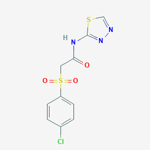 molecular formula C10H8ClN3O3S2 B511924 2-[(4-chlorophenyl)sulfonyl]-N-(1,3,4-thiadiazol-2-yl)acetamide CAS No. 1049126-25-1