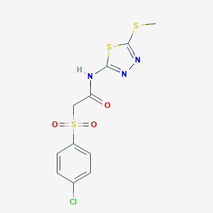2-[(4-chlorophenyl)sulfonyl]-N-[(2E)-5-(methylsulfanyl)-1,3,4-thiadiazol-2(3H)-ylidene]acetamide